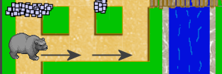 The bear walks through the labyrinth